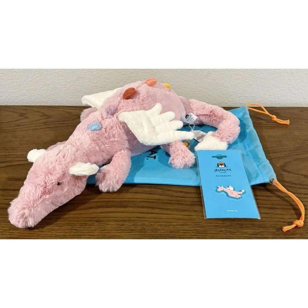 Jellycat Duskrise Dragon Pink Plush w/ Pin  AUTHENTIC w/ Dust Bag SAME DAY SHIP